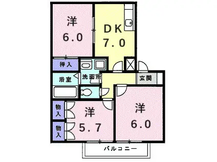 サンシティ小坂井 C(3DK/1階)の間取り写真