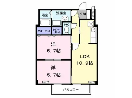 フラワーパレスA館(2LDK/2階)の間取り写真