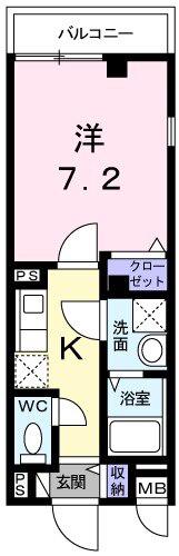 ラ・ペジブル幡ヶ谷(1K/2階)の間取り写真