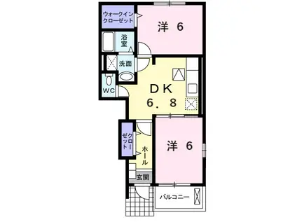 ドリーム ブラッサム Ⅳ(2DK/1階)の間取り写真