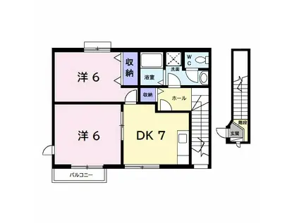 メゾンポピュレール(2DK/2階)の間取り写真