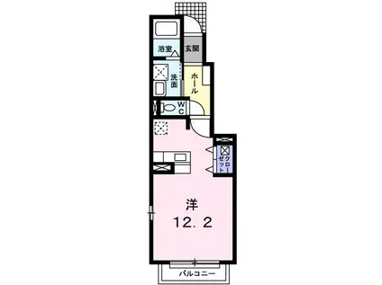 レストプレイスⅡ(ワンルーム/1階)の間取り写真