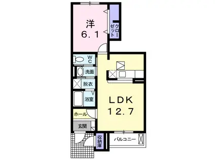 ベルソレイユⅡ(1LDK/1階)の間取り写真