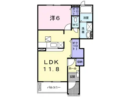 アライブ フィールド A(1LDK/1階)の間取り写真