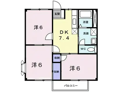 サンハイツハヤシⅡ(3DK/2階)の間取り写真