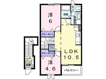 白蔵3A(2LDK/2階)の間取り写真