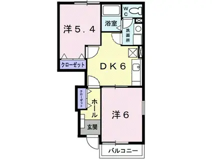 グロースベルクⅡ(2DK/1階)の間取り写真