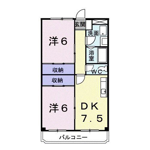 ニューマリッチ塩田(2DK/2階)の間取り写真