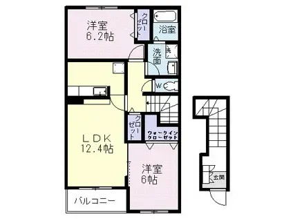 グレイスフルレジデンスA(2LDK/2階)の間取り写真