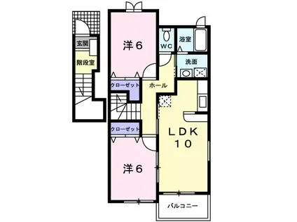 プラシードフィル3(2LDK/2階)の間取り写真
