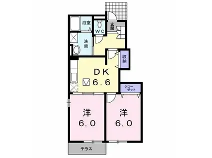 メゾンアンソレイエⅡ(2DK/1階)の間取り写真