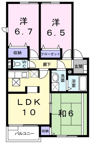 スプリングヒルズⅡ(3LDK/1階)の間取り写真