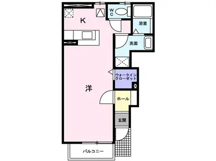 ヒルズI(ワンルーム/1階)の間取り写真