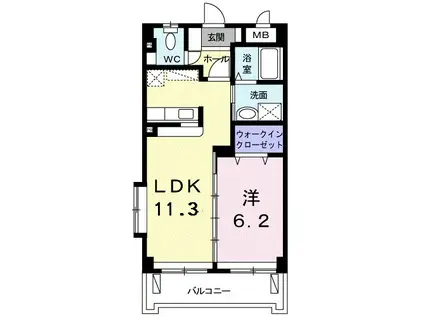 プルメリア3C(1LDK/1階)の間取り写真
