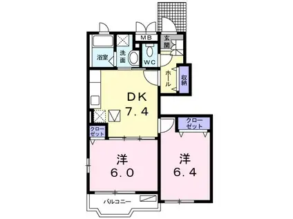 アルバ・ブリーゼⅠ(2DK/1階)の間取り写真