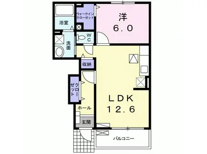 アニメート ヒル(1LDK/1階)の間取り写真