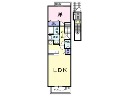 クロスローズ壱番館(1LDK/2階)の間取り写真
