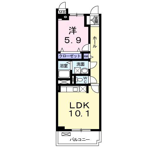サンフィールドⅡ(1LDK/2階)の間取り写真