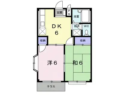 エルディム.平井Ⅱ(2DK/1階)の間取り写真