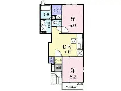 MSレジデンス1(2DK/1階)の間取り写真