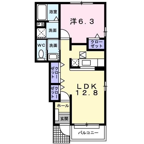 メゾンドリカムⅥ(1LDK/1階)の間取り写真