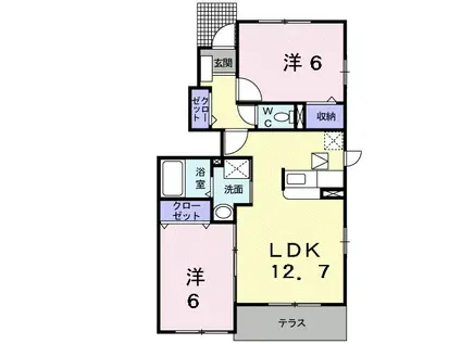 アンジュ Ⅰ(2LDK/1階)の間取り写真