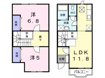 さくらコリーヌD(2LDK/1階)の間取り写真