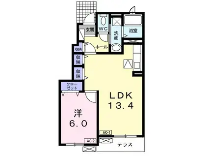 アルバーダ(1LDK/1階)の間取り写真