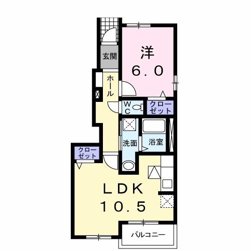 エルミタージュⅡ(1LDK/1階)の間取り写真