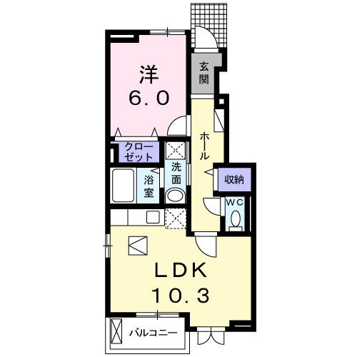 アイランド花月Ⅱ(1LDK/1階)の間取り写真