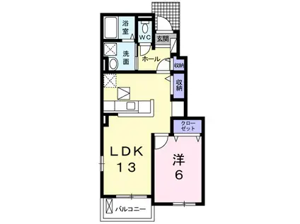 桜梅桃李Ⅲ(1LDK/1階)の間取り写真