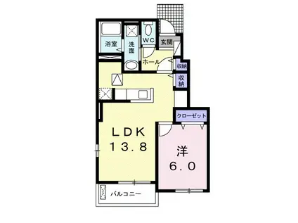 アニメート・S Ⅱ(1LDK/1階)の間取り写真
