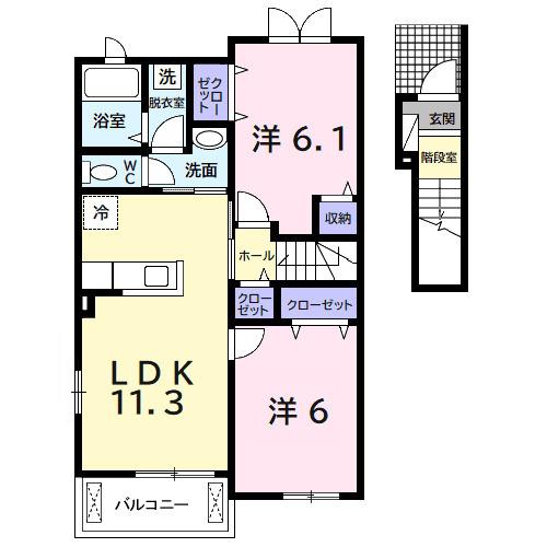 アニメート・S Ⅱ(2LDK/2階)の間取り写真