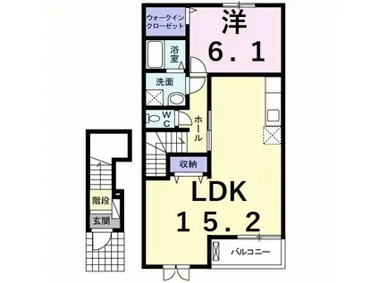 ロイテガルデンOⅢ(1LDK/2階)の間取り写真