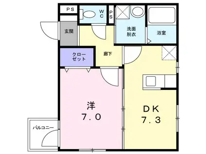 マロン レジデンス(1DK/3階)の間取り写真