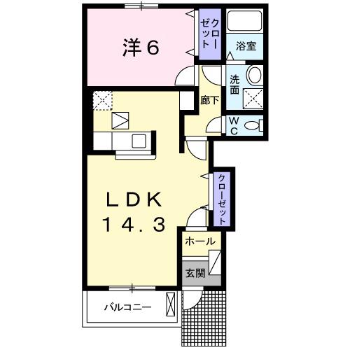 ティアラⅡ(1LDK/1階)の間取り写真