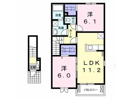 はまなす荘Ⅱ(2LDK/2階)の間取り写真