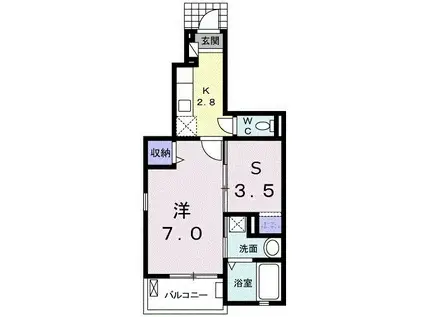 パルケ島崎(1SK/1階)の間取り写真