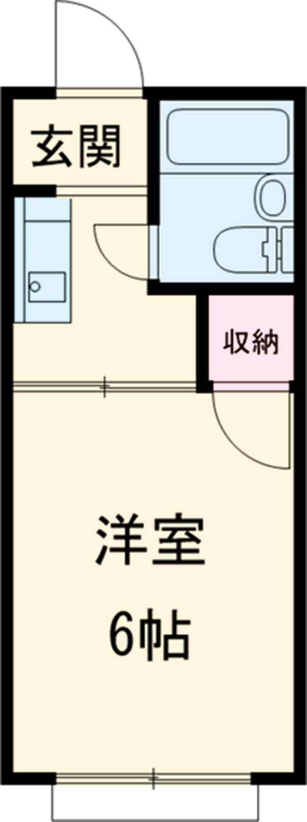 サザンフォレスト本厚木(1K/2階)の間取り写真
