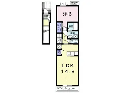 エレガンスガーデンハウス2(1LDK/2階)の間取り写真