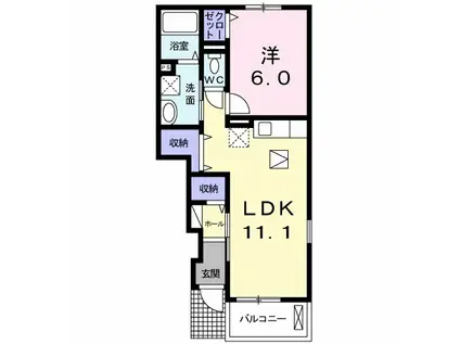 ベル ジュネス Ⅰ(1LDK/1階)の間取り写真