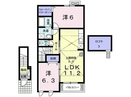ノーブルⅠ(2LDK/2階)の間取り写真