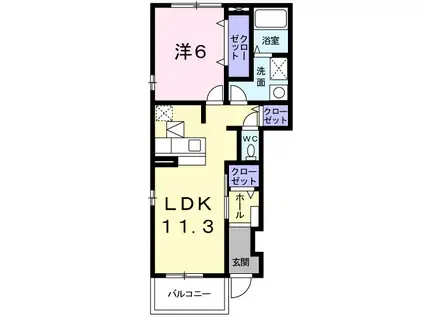 ライフ・ステージB(1LDK/1階)の間取り写真