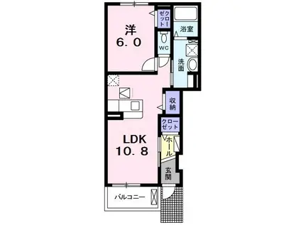 ブロッサム コート(1LDK/1階)の間取り写真