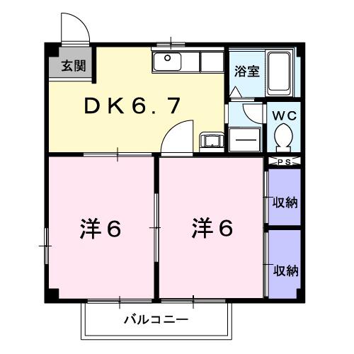 メゾン・エクセルC(2DK/2階)の間取り写真