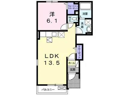 ウエスト ヴィラⅠ(1LDK/1階)の間取り写真