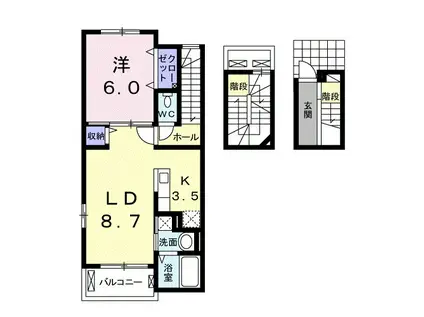 フェスターレⅡ(1LDK/3階)の間取り写真