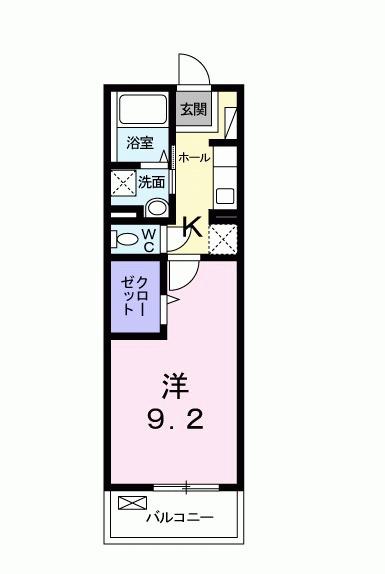 グレイスカレントⅠ(1K/3階)の間取り写真
