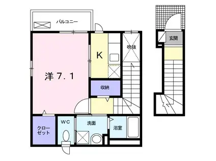 プリムローズ・CKⅡ(1K/2階)の間取り写真