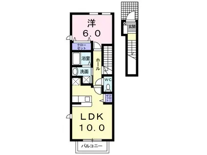 シイナハイツⅢ(1LDK/2階)の間取り写真